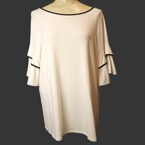 J. JILL Slinky Knit Ruffled Bell Sleeve Top  M OldMoney Preppy Dressy Quaint